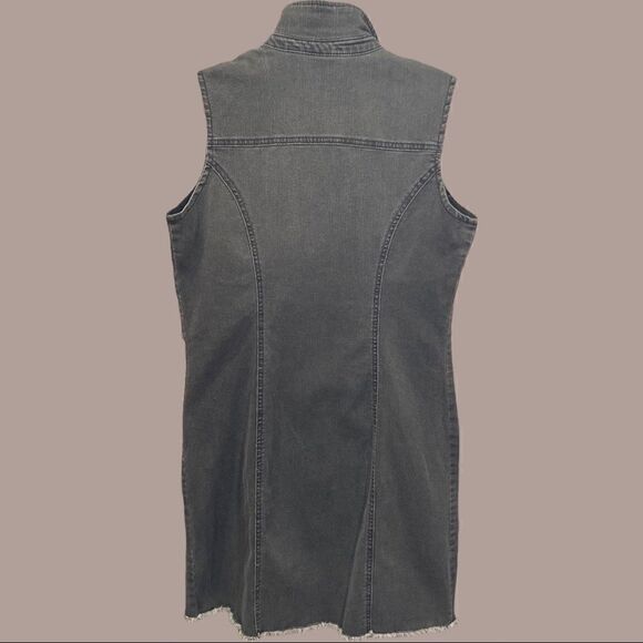 Black Raw Hem Denim Style and Co. Button Down Sleeveless Dress - Picture 2 of 13